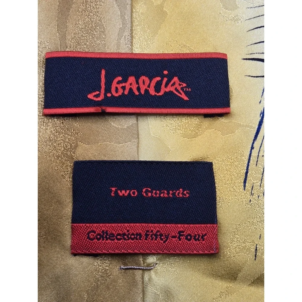 J. Garcia Two Guards Collection 54 Silk Necktie Gold Blue Abstract Tie
